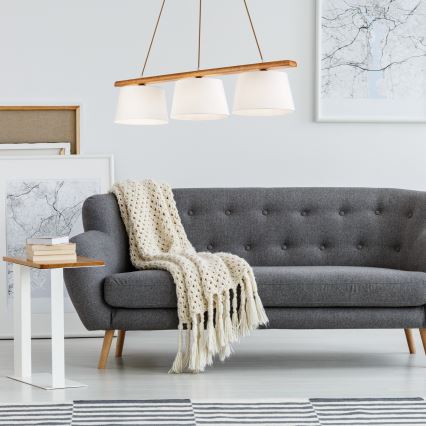 Pakaramā lustra AIDA uz troses 3xE27/60W/230V Ø 25 cm ozols