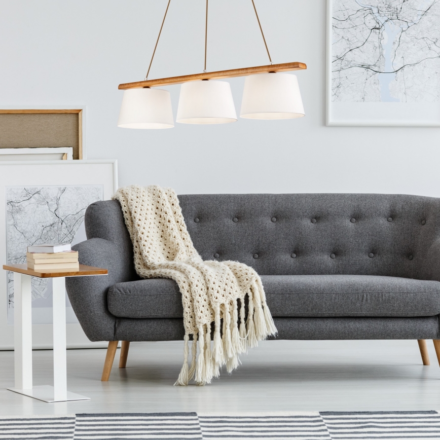 Pakaramā lustra AIDA uz troses 3xE27/60W/230V Ø 25 cm ozols