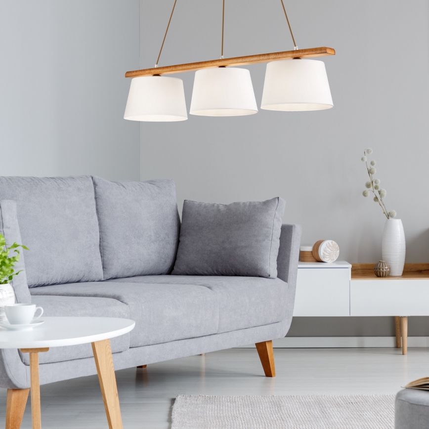 Pakaramā lustra AIDA uz troses 3xE27/60W/230V Ø 25 cm ozols