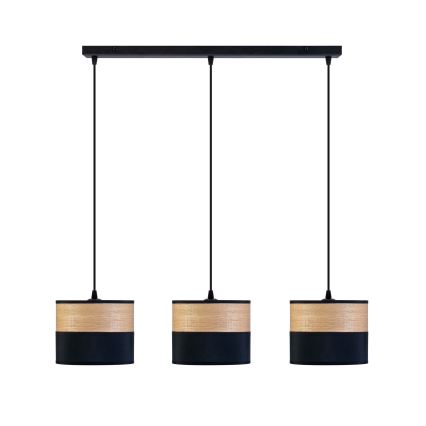 Pakaramā lustra ALBA 3xE27/15W/230V melna/brūna