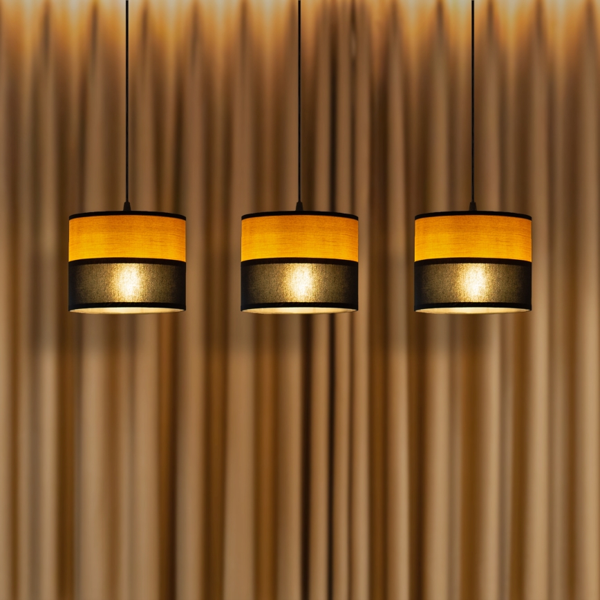 Pakaramā lustra ALBA 3xE27/15W/230V melna/brūna