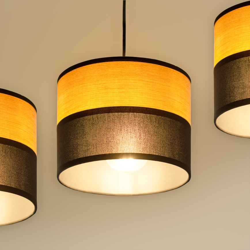 Pakaramā lustra ALBA 3xE27/15W/230V melna/brūna