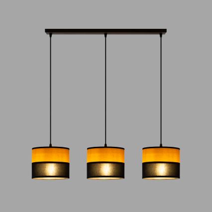 Pakaramā lustra ALBA 3xE27/15W/230V melna/brūna