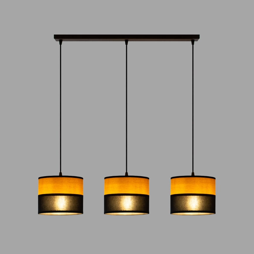 Pakaramā lustra ALBA 3xE27/15W/230V melna/brūna