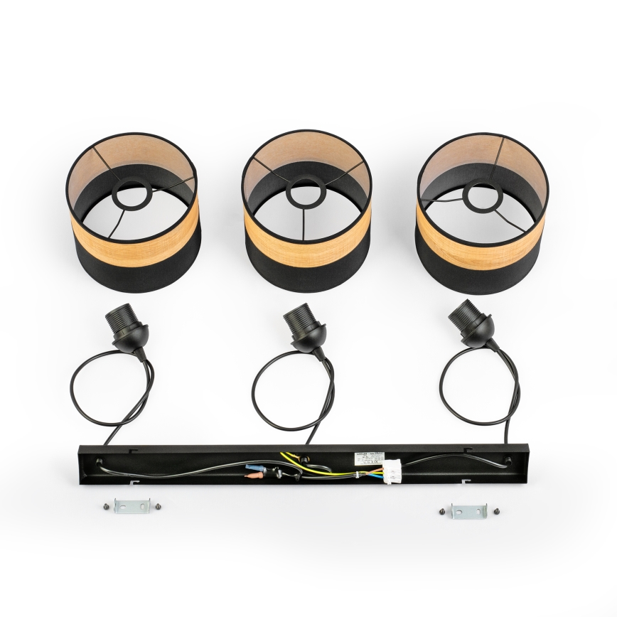 Pakaramā lustra ALBA 3xE27/15W/230V melna/brūna