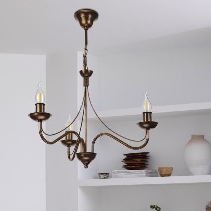 Pakaramā lustra ANTON ar ķēdi, 3xE14/15W/230V, bronzas krāsā