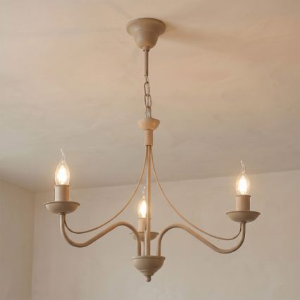 Pakaramā lustra ANTON ar ķēdi, 3xE14/60W/230V, bēšā krāsā