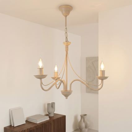 Pakaramā lustra ANTON ar ķēdi, 3xE14/60W/230V, bēšā krāsā