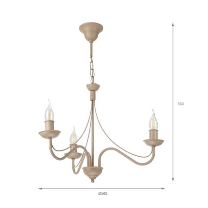 Pakaramā lustra ANTON ar ķēdi, 3xE14/60W/230V, bēšā krāsā
