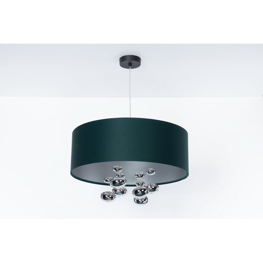 Pakaramā lustra ar kabeli BUBBLE 1xE27/60W/230V Ø 50 cm zaļa