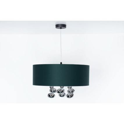 Pakaramā lustra ar kabeli BUBBLE 1xE27/60W/230V Ø 50 cm zaļa