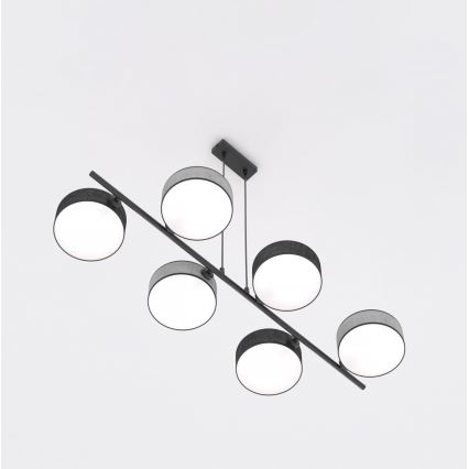 Pakaramā lustra ar kabeli DRUMZ 6xE14/10W/230V melna/pelēka