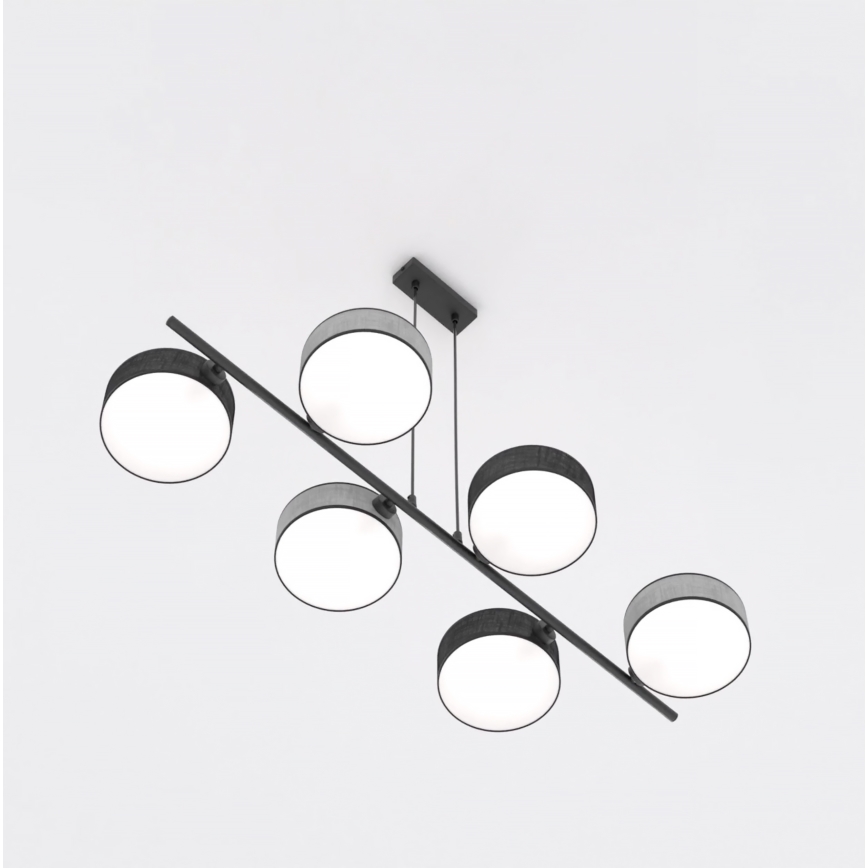 Pakaramā lustra ar kabeli DRUMZ 6xE14/10W/230V melna/pelēka