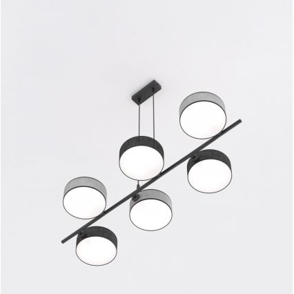 Pakaramā lustra ar kabeli DRUMZ 6xE14/10W/230V melna/pelēka