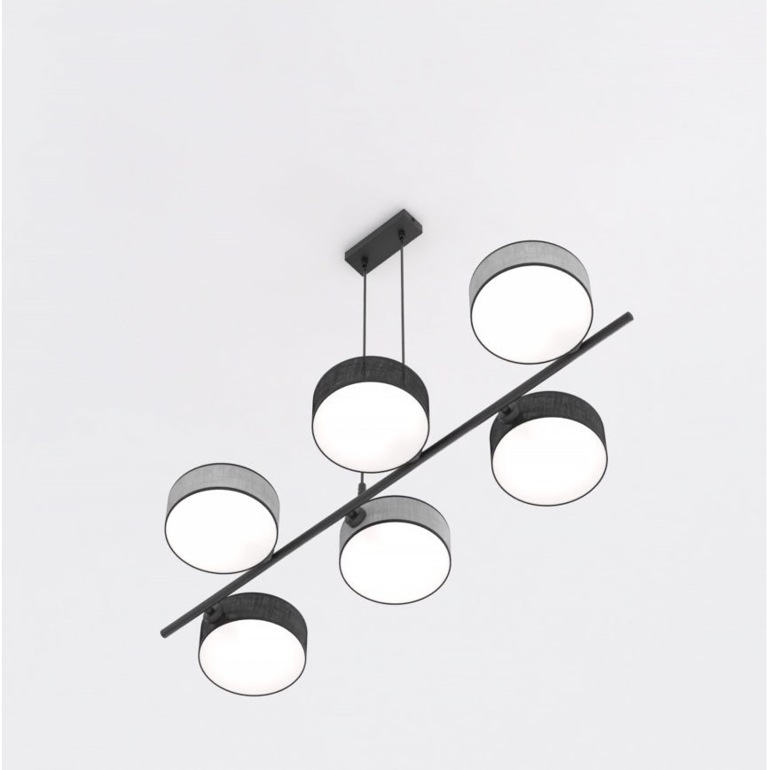 Pakaramā lustra ar kabeli DRUMZ 6xE14/10W/230V melna/pelēka