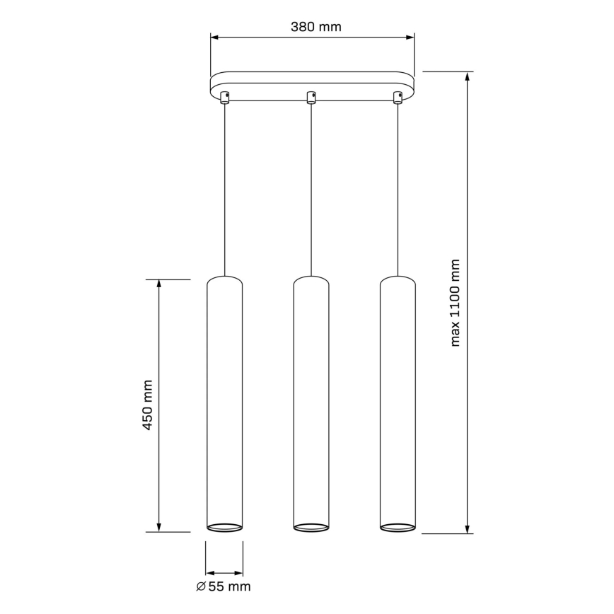 Pakaramā lustra ar trosi LUNGOMARE 3xGU10/10W/230V matēts hroms