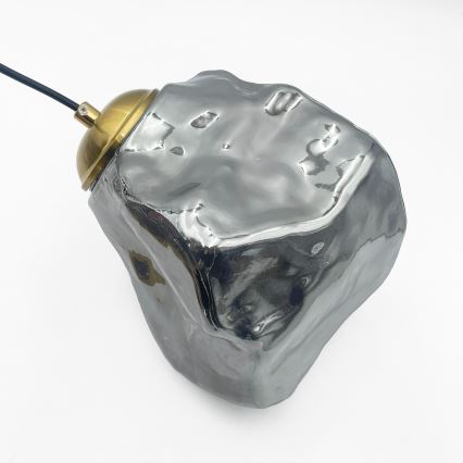 Pakaramā lustra ar trosi CRISTAL 3xE14/15W/230V misiņš/dūmakaini melna