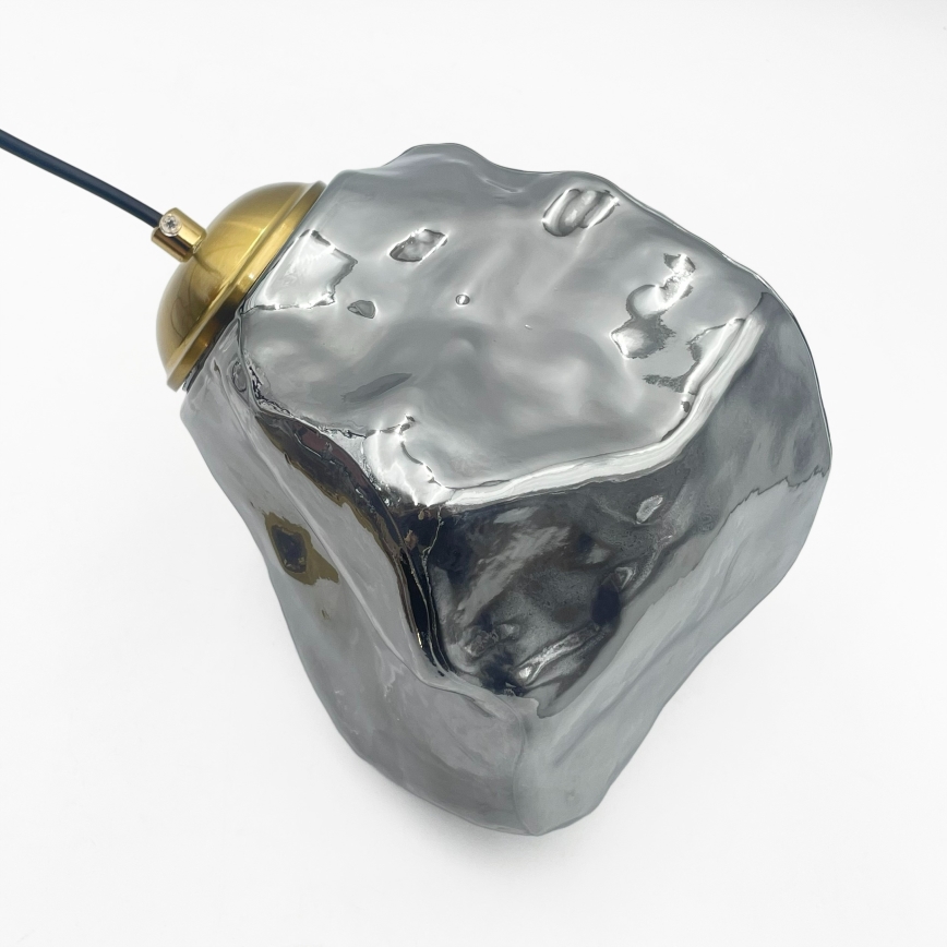 Pakaramā lustra ar trosi CRISTAL 3xE14/15W/230V misiņš/dūmakaini melna