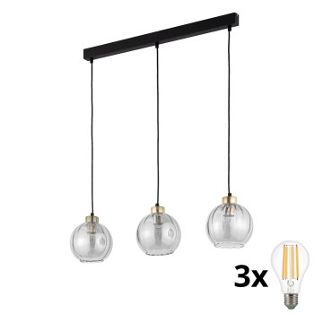 Pakaramā lustra ar trosi DEVI 3xE27/15W/230V melna/dūmakaina