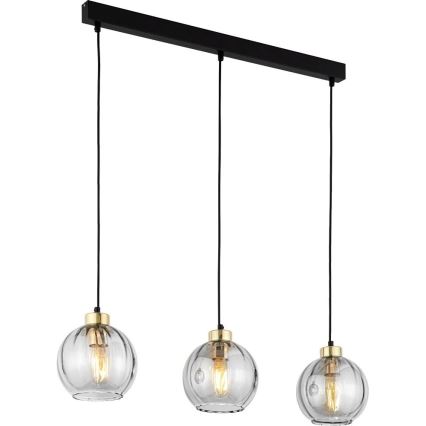 Pakaramā lustra ar trosi DEVI 3xE27/15W/230V melna/dūmakaina
