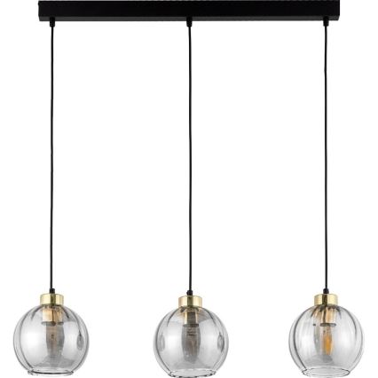Pakaramā lustra ar trosi DEVI 3xE27/15W/230V melna/dūmakaina
