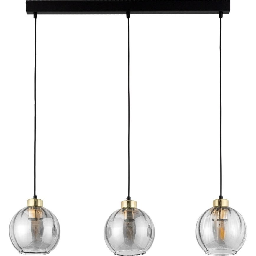 Pakaramā lustra ar trosi DEVI 3xE27/15W/230V melna/dūmakaina