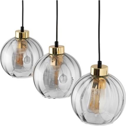 Pakaramā lustra ar trosi DEVI 3xE27/15W/230V melna/dūmakaina