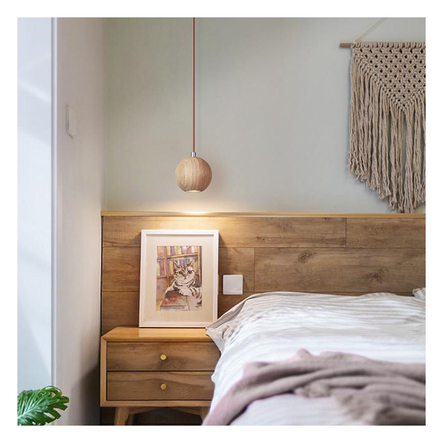 Pakaramā lustra ar vadu 1xGU10/10W/230V pr. 11 cm masīvkoks/osis