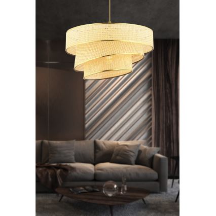 Pakaramā lustra ar vadu COUPER 1xE27/60W/230V bēša/zelta