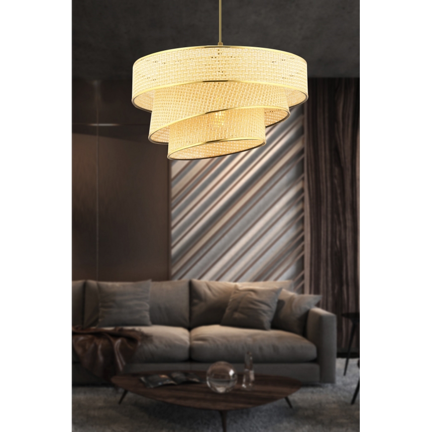 Pakaramā lustra ar vadu COUPER 1xE27/60W/230V bēša/zelta