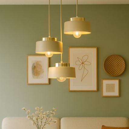 Pakaramā lustra ar vadu IGNIA 3xE27/60W/230V bēša/zelta