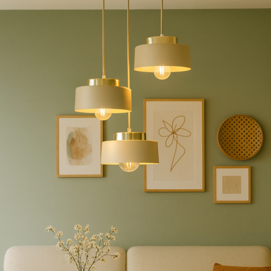 Pakaramā lustra ar vadu IGNIA 3xE27/60W/230V bēša/zelta