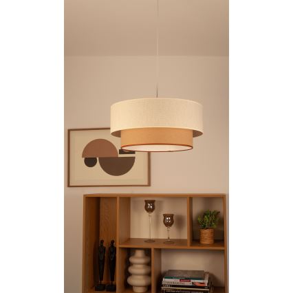 Pakaramā lustra ar vadu NATIA 1xE27/60W/230V Ø 45 cm balta/brūna