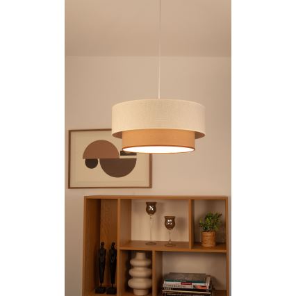 Pakaramā lustra ar vadu NATIA 1xE27/60W/230V Ø 45 cm balta/brūna
