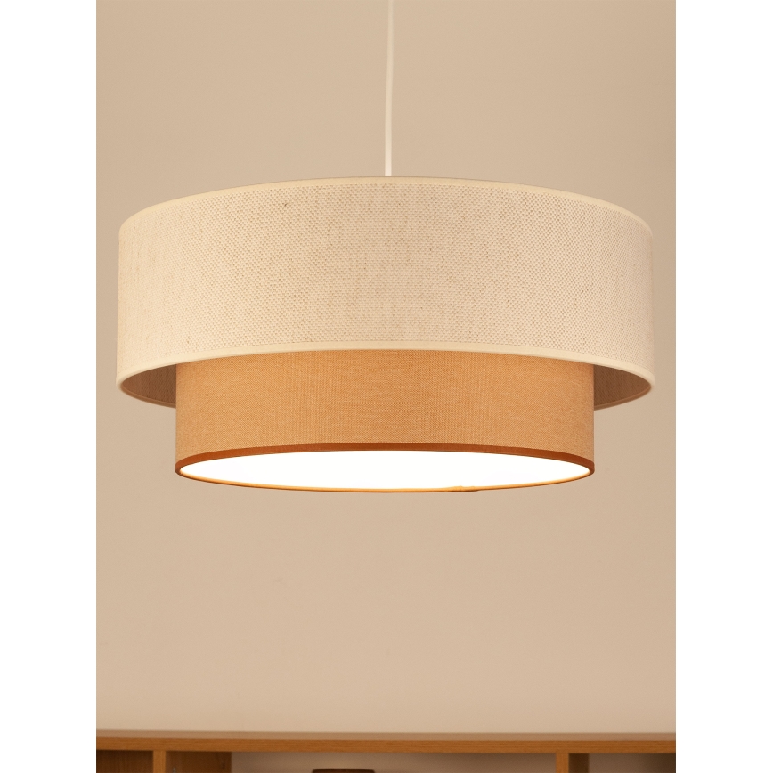 Pakaramā lustra ar vadu NATIA 1xE27/60W/230V Ø 45 cm balta/brūna