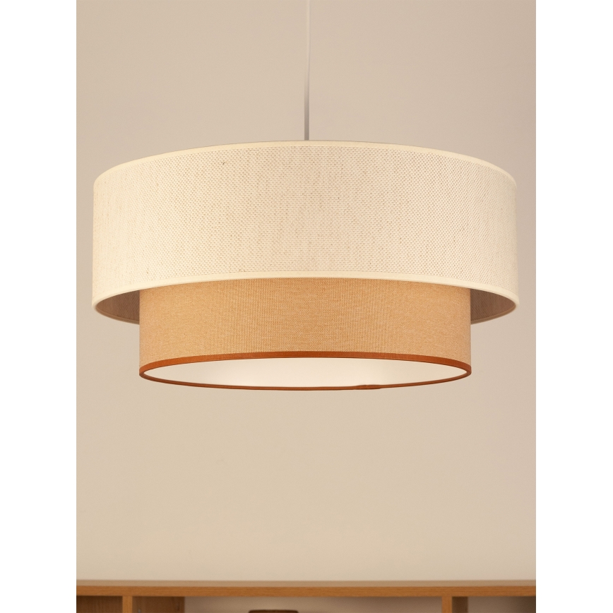 Pakaramā lustra ar vadu NATIA 1xE27/60W/230V Ø 45 cm balta/brūna