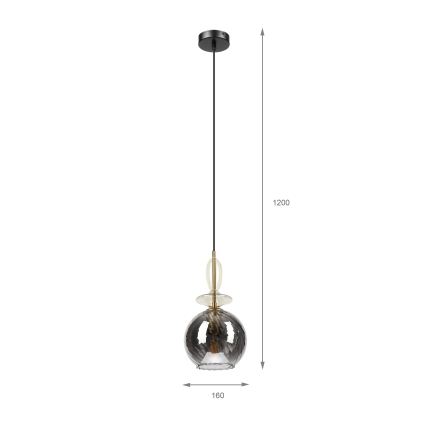 Pakaramā lustra ar vadu VELLO 1xE27/15W/230V melna/dūmaina bēša/melna