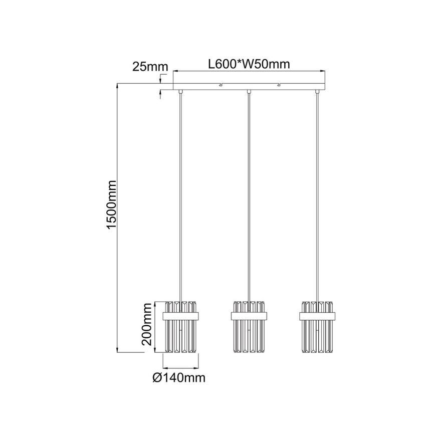 Pakaramā lustra ar vadu VETRO 3xE14/10W/230V zelta