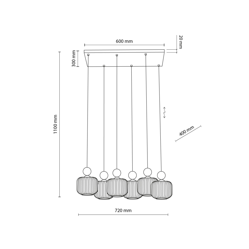 Pakaramā lustra BALLO uz troses 6xE14/10W/230V bēša