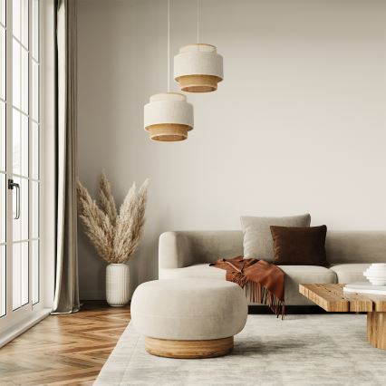 Pakaramā lustra BOHO ar auklu 2xE27/60W/230V balta/džuta