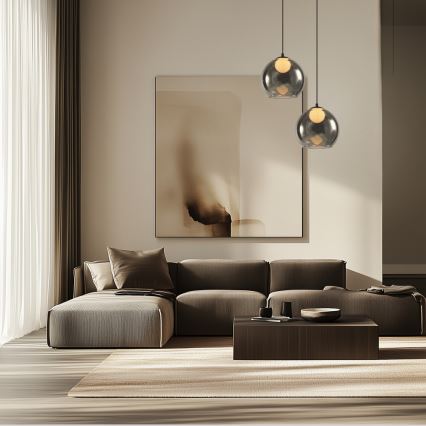 Pakaramā lustra BRIN 1xG9/15W/230V dūmakaini melna