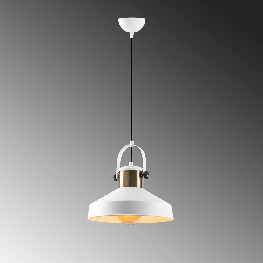 Pakaramā lustra DODO uz vada 1xE27/40W/230V, balta/bronzas apdare
