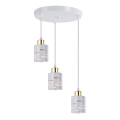 Pakaramā lustra ELEN uz vada 3xE27/35W/230V, Ø 29 cm, balta/zelta