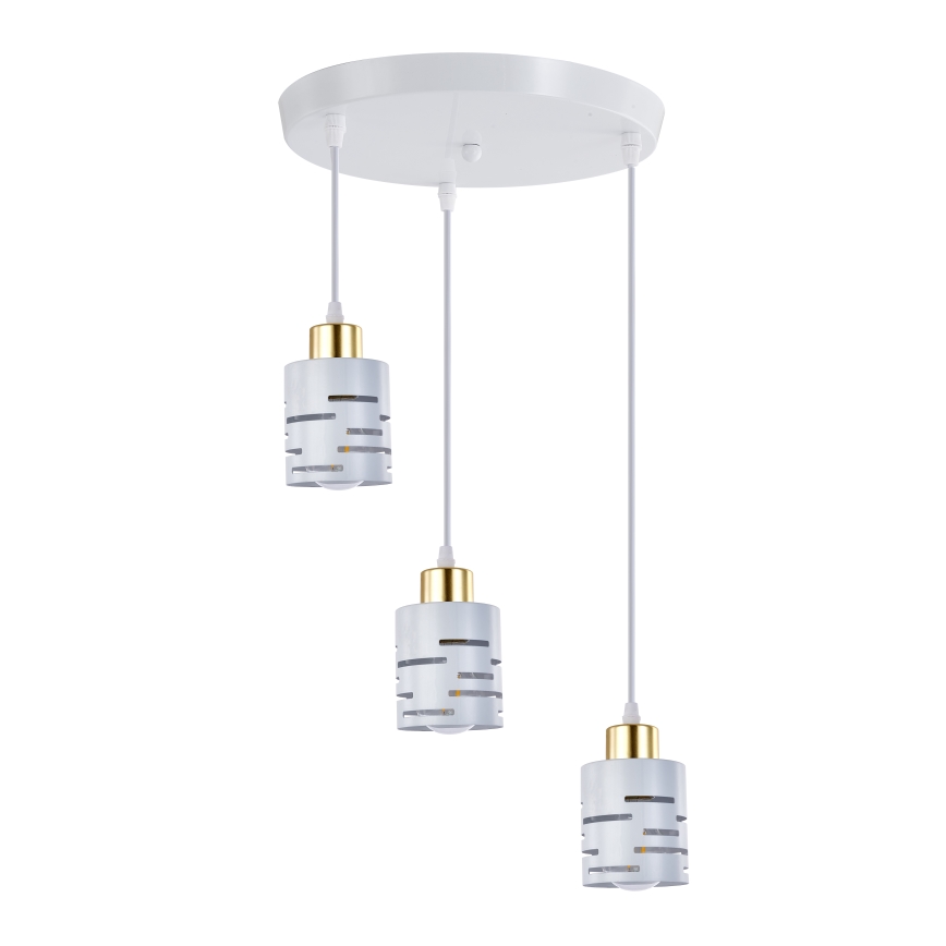Pakaramā lustra ELEN uz vada 3xE27/35W/230V, Ø 29 cm, balta/zelta