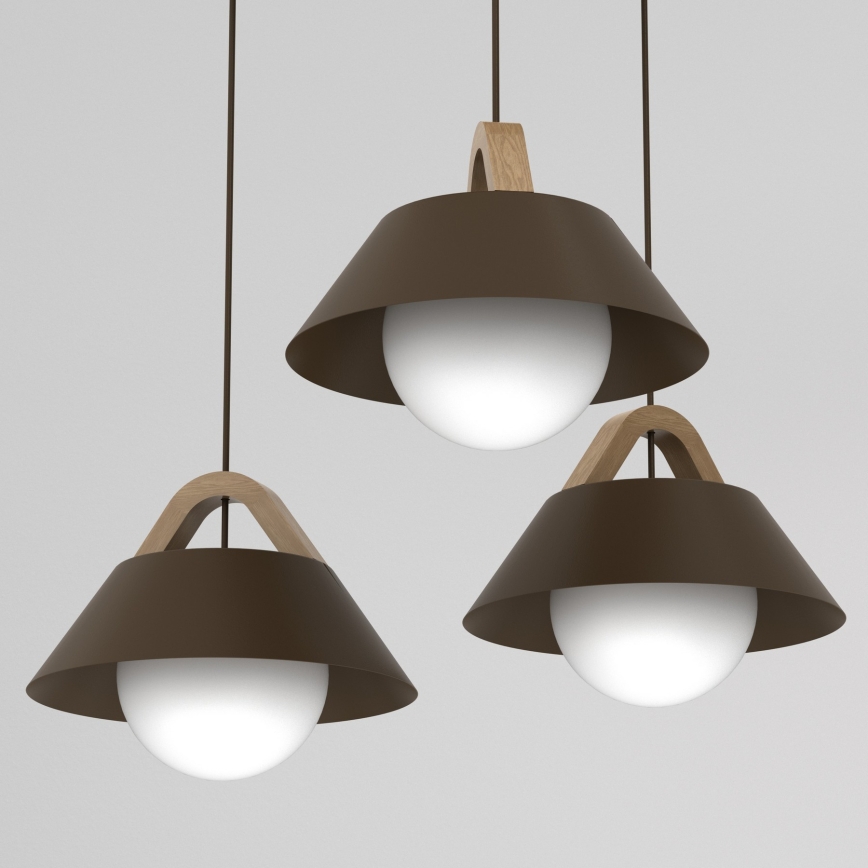 Pakaramā lustra FUNDA uz troses 3xE27/15W/230V brūna