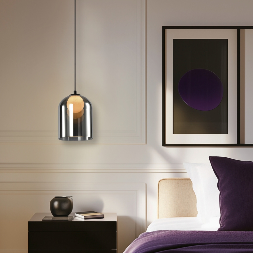 Pakaramā lustra KLEA uz troses 1xG9/15W/230V dūmakaina melna