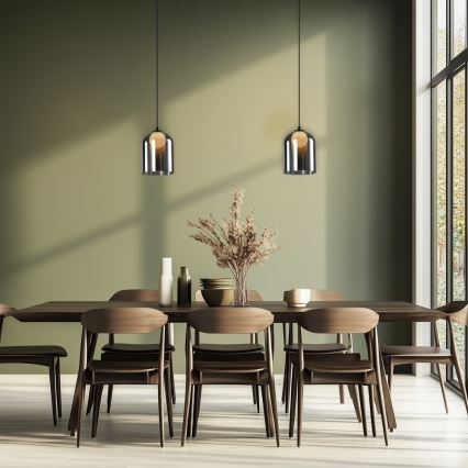 Pakaramā lustra KLEA uz troses 1xG9/15W/230V dūmakaina melna