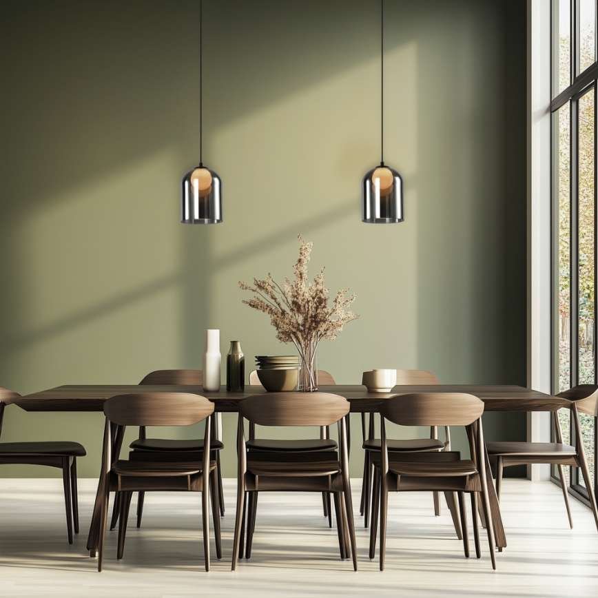 Pakaramā lustra KLEA uz troses 1xG9/15W/230V dūmakaina melna