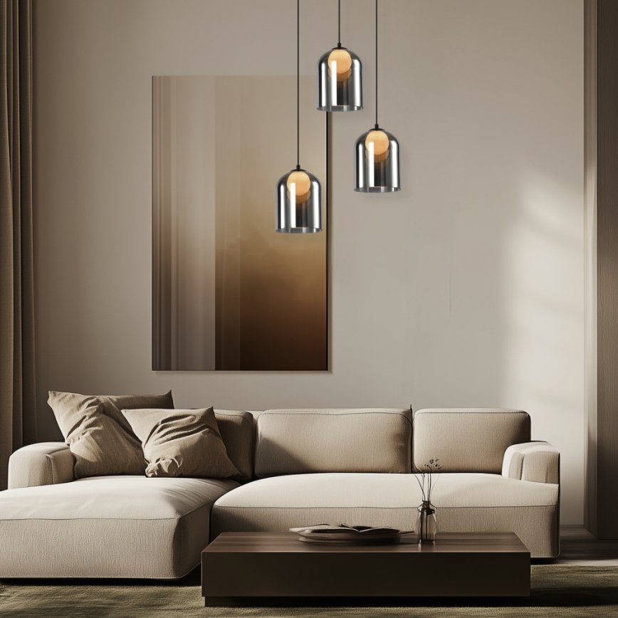 Pakaramā lustra KLEA uz troses 1xG9/15W/230V dūmakaina melna