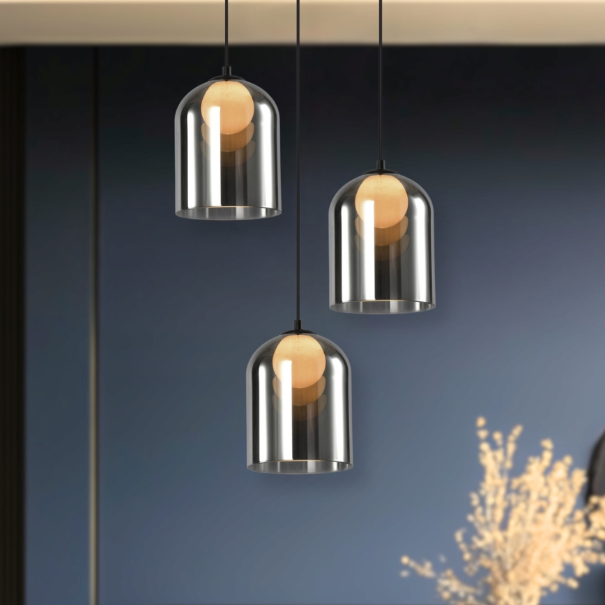 Pakaramā lustra KLEA uz troses 1xG9/15W/230V dūmakaina melna